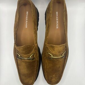 Donald Pilner Mens Horsebit Loafer Shoe Sz 13 Treated Suede from Italy in Cognac